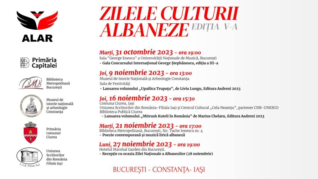 „Zilele Culturii Albaneze” – 31 octombrie-27 noiembrie! Vezi programul!