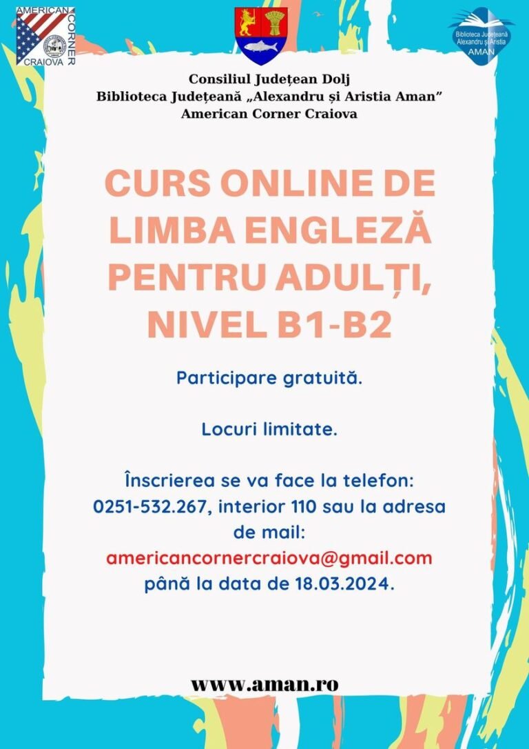 Cursuri B1/B2 la Biblioteca Aman, pentru limba engleză!