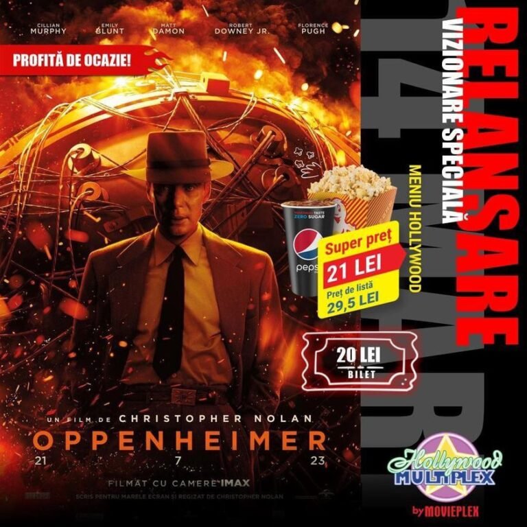 Pe 14 martie, poți vedea „Oppenheimer” la București Mall Vitan! Vezi programul!