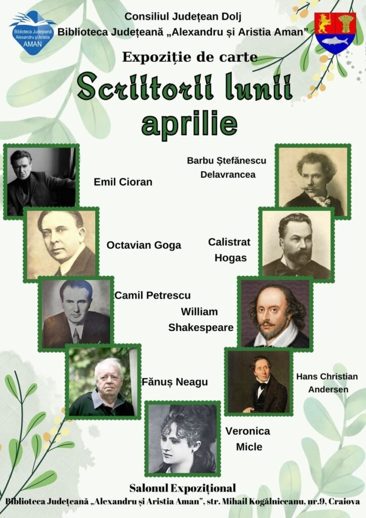Scriitorii Lunii Aprilie la Biblioteca Județeană Alexandru și Aristia Aman din Craiova! Vezi programul!