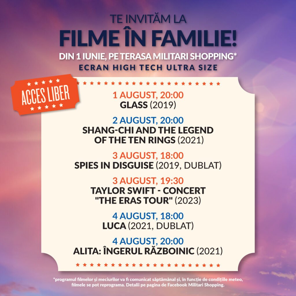 Militari Shopping te invită la filme de familie în august 2024!