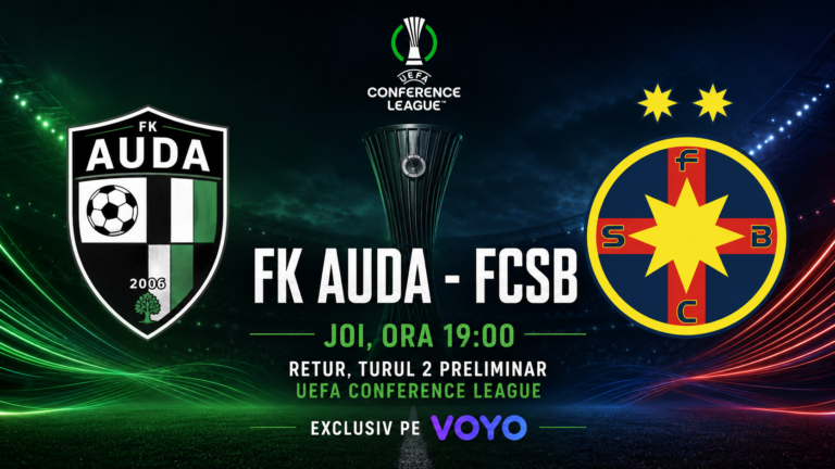 FK Auda – FCSB, joi, de la ora 19:00. Meciul va fi transmis exclusiv pe VOYO
